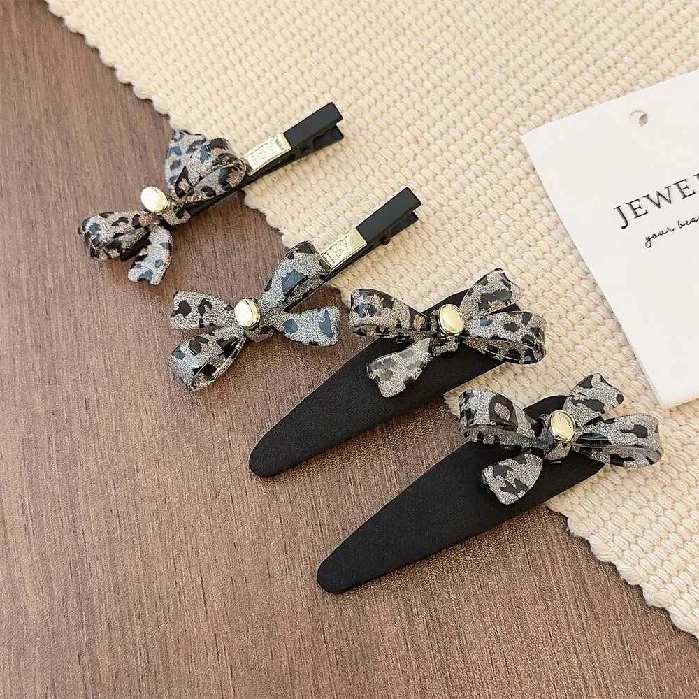 Stylish Korean High-End Leopard Print Bow Hair Clip Acrylic Side Duck Mouth BB Hairpin for Wen And Girls Fashion Accory Y251210