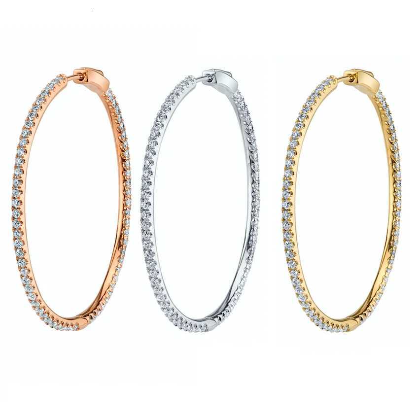 50MM Big CZ Huggie Circle Hoop Earring Iced Out Bling Full Paved 5A Cubic Zirconia Classic Fashion Women JewelryXJ251210 - view 6