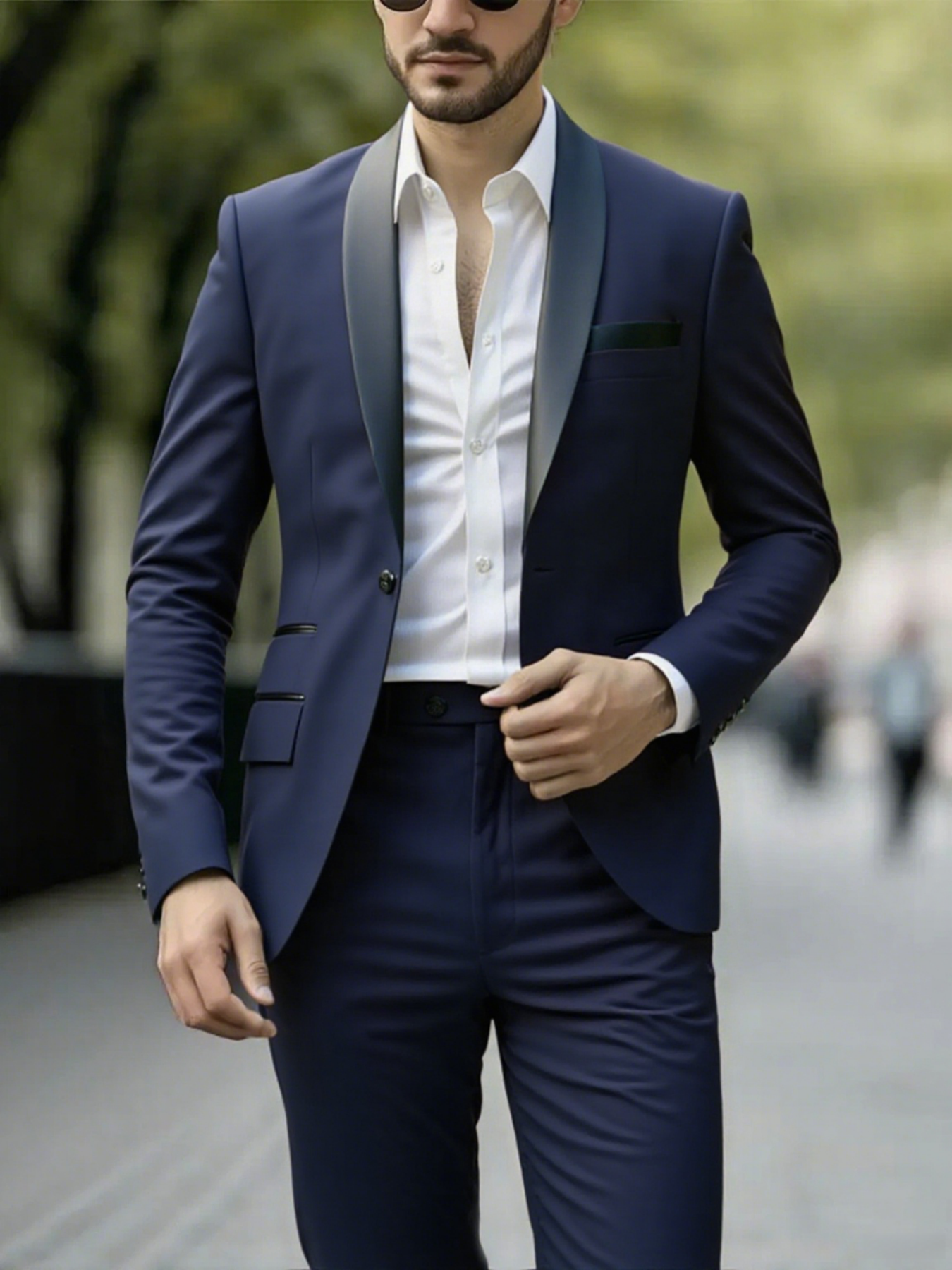 Men's Suits Men's Black Shawl Lapel Suit 2-Piece Set - Slim Fit Blazer & Trousers Formal Evening Prom Wedding Outfit