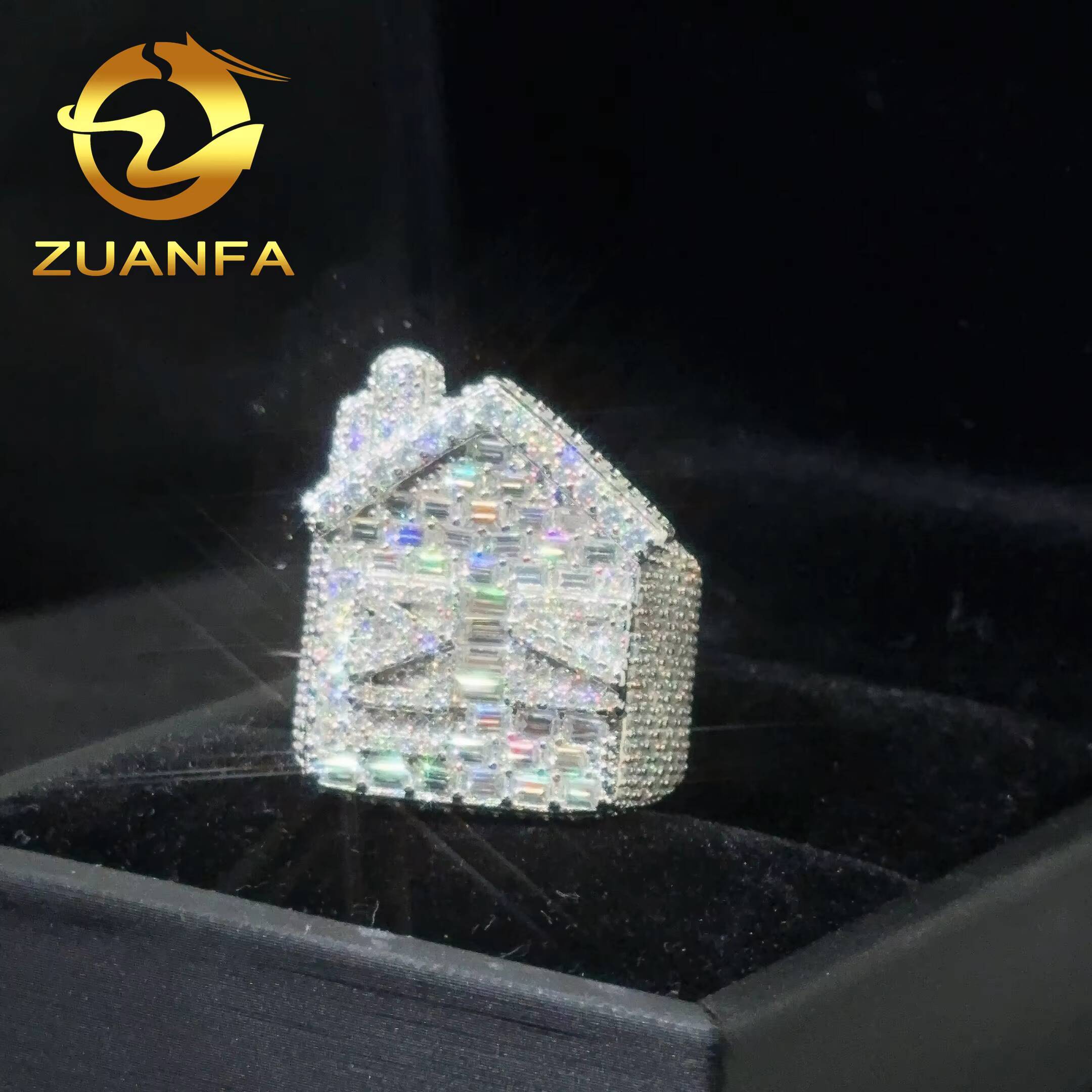 Fashion Men Jewelry House Ring Iced Out Hip Hop Ring 925 Silver Moissanite Diamond Ring