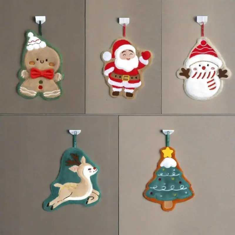 Christmas Hand Towel Kitchen Absorbent Cleaning Cloth Hanging Quick Drying Rag Bathroom Snowman Santa Claus Hand Cloth C251210