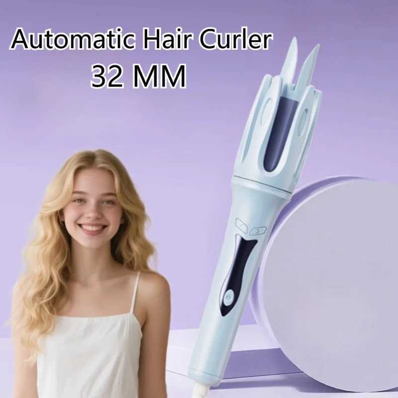 32mm Automatic Rotating Curling Iron with 3 Temperature Settings - Fast Heating Anti-Scald Hair Styler for Perfect Curls WavesT251210