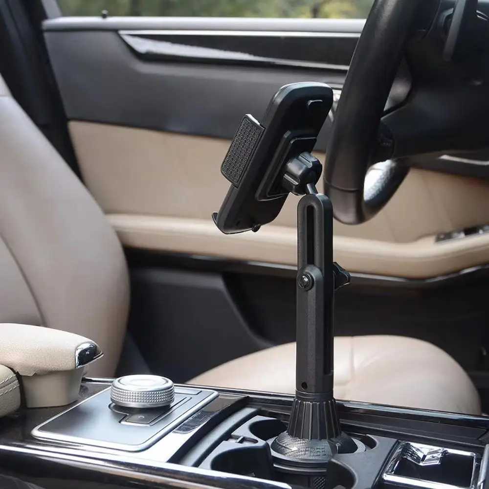 New 360 Degree Car Cup Holder Mobile Phone Mount Adjustable Angle Height Stand for Smart phone 35-67 Cellphone C251210