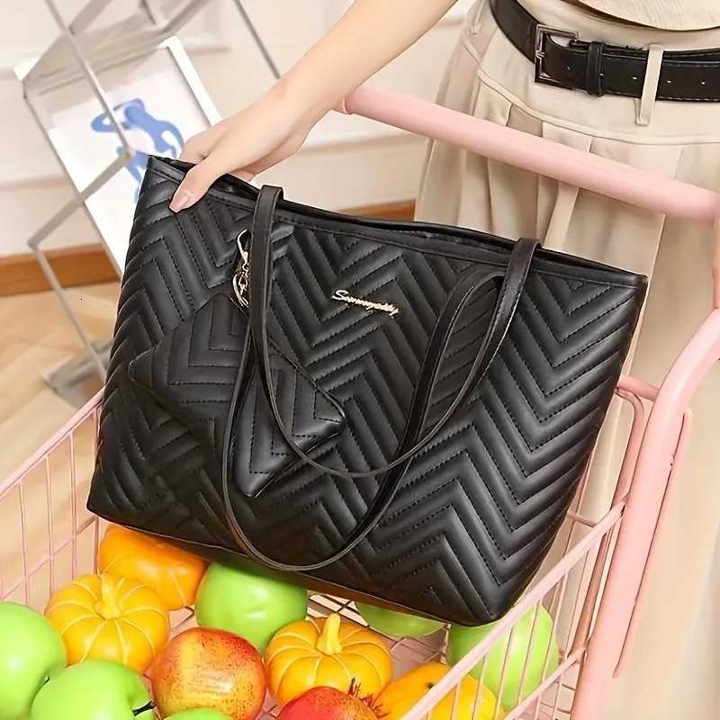 Wens Bag Fi Large Capacity Tote Bag Wavy Grain Daily Cmute Handbag two-piece Y251209