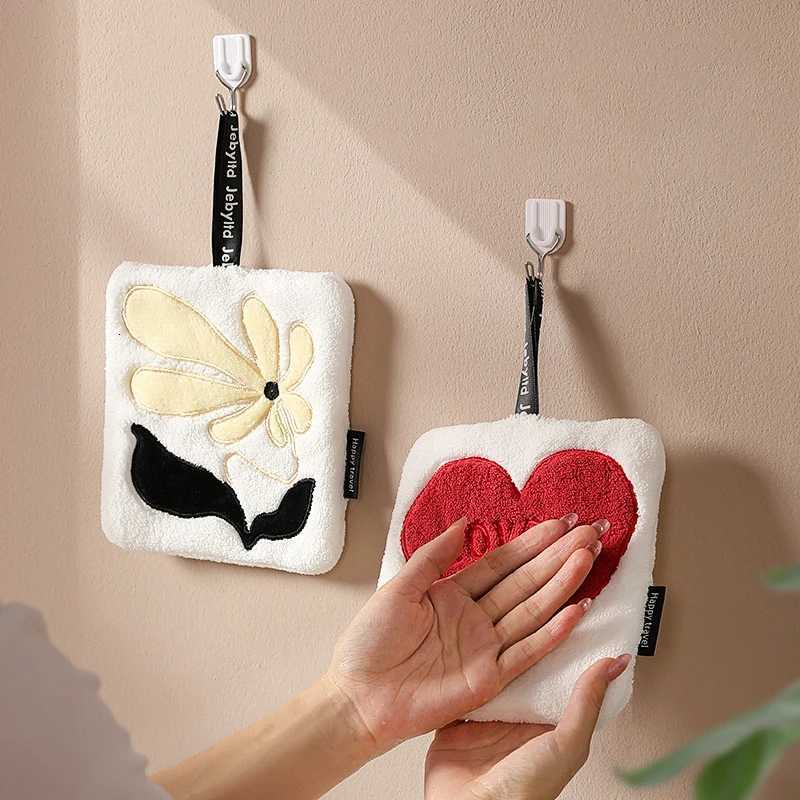 Soft Absorbent Kitchen Hand Towels Highly Absorbent Soft Washcloth Red Heart-shaped Towel Kitchen Household Cleaning Towel C251210