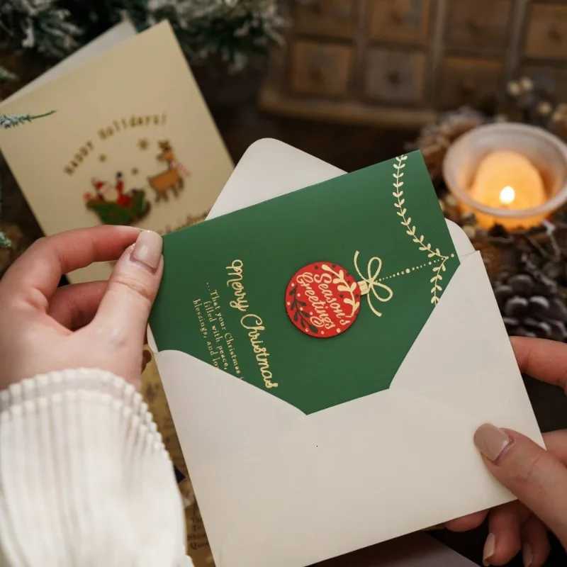 4pcs Retro Christmas Cards Gifts Festivals Christmas Handwritten Cards Thank You Cards H251210