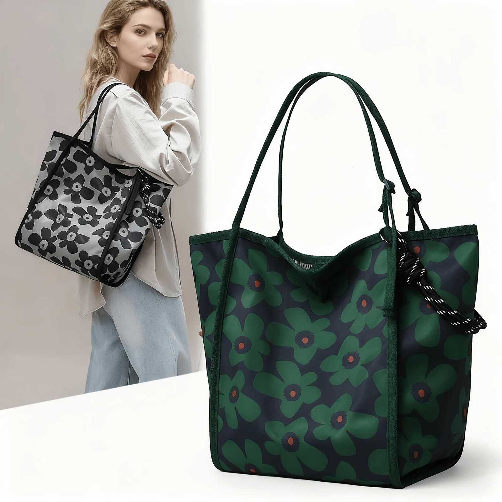 Lightweight Nyl Tote Bag for Wen Mtiple Pockets Stylish Geetric Pattern Adjustable Shoder Strap Nyl Tote Bag Y251209