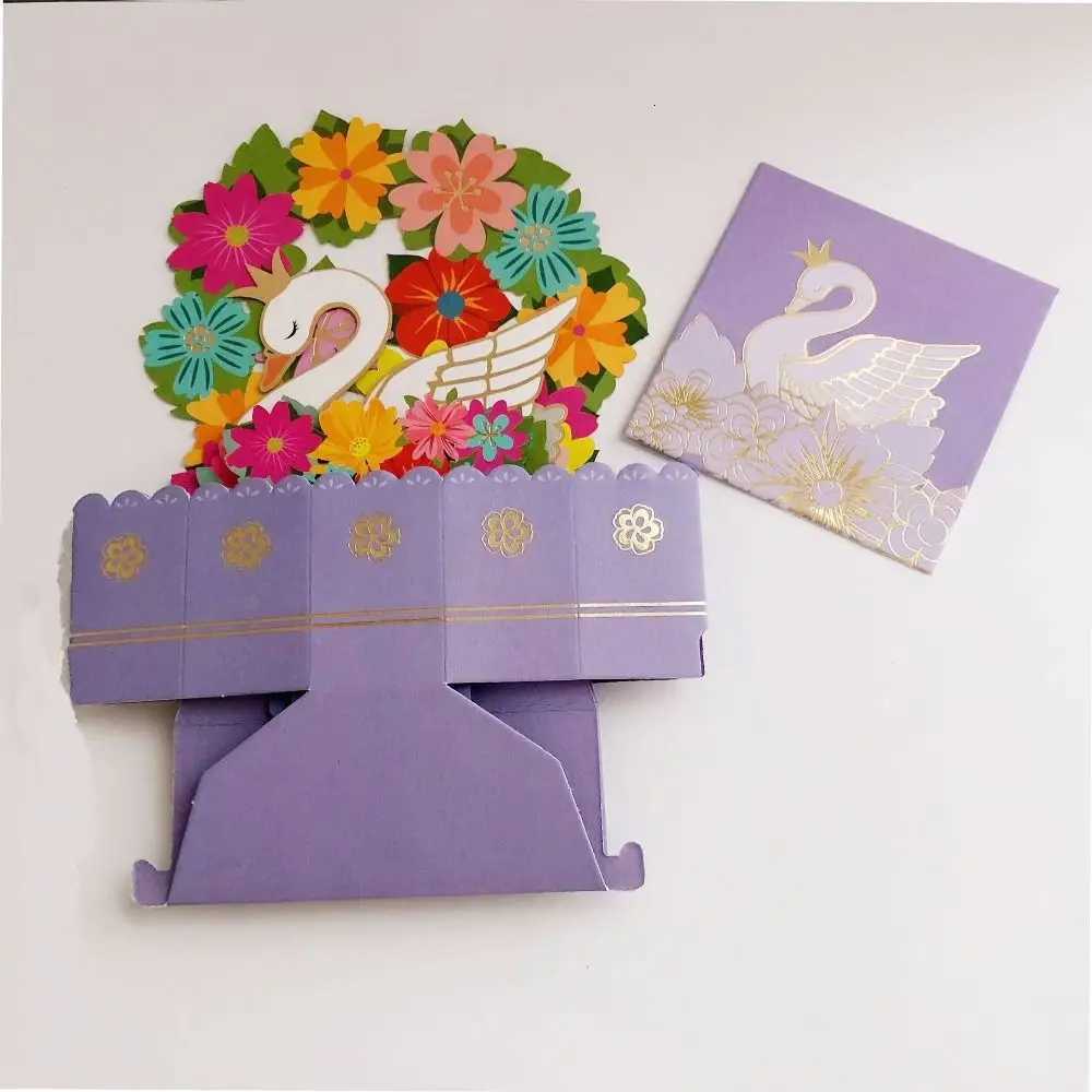 3D Up Greeting Cards Merry Christmas Cards New Year Greeting Cards Blessing Postcard Swan Mermaid Thank You Cards Decor Gift H251210