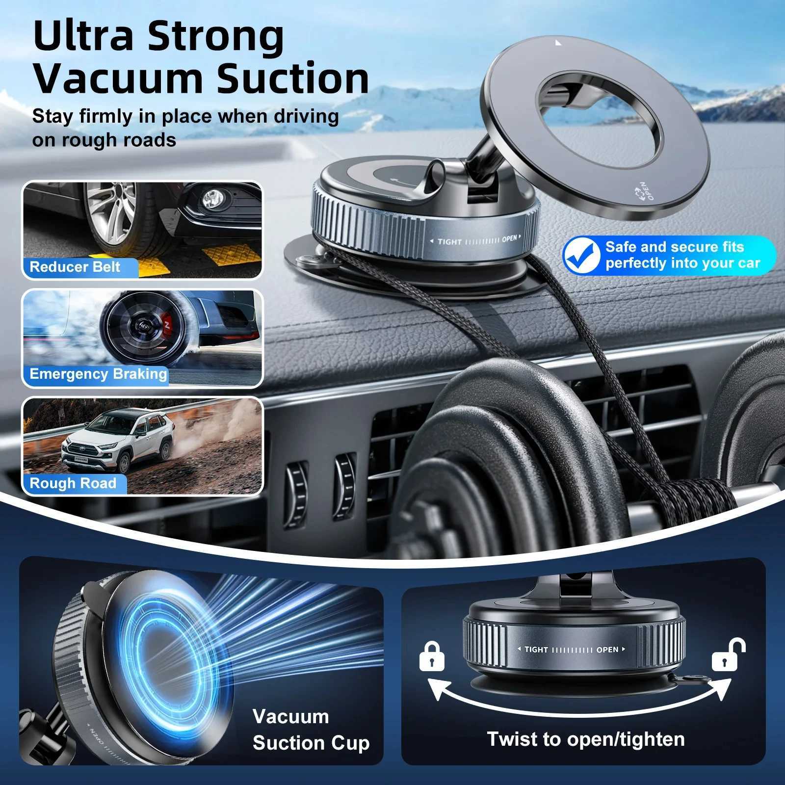 Car Phone Magnetic Stand Mechanical Vacuum Suction Cup Rotate 360 Magnetic Adsorption Bracket Navigation Universal Holder C251210