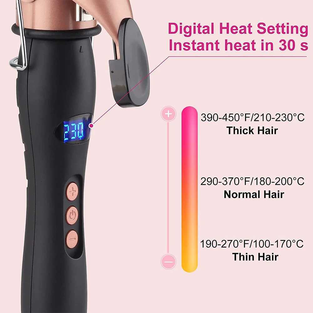 Hair Curler Electric Curling Iron Hair Waver Styling Tools LED Display Ceramic Roll Curling Negative Ion USB RechargeableT251210