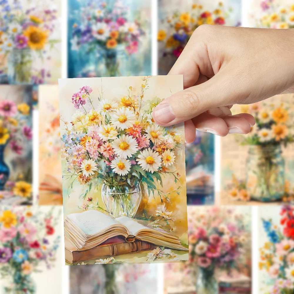 32pcs retro floral postcards suowers chrysanthems ins style wall decorations mailing collecting DIY cards H251210