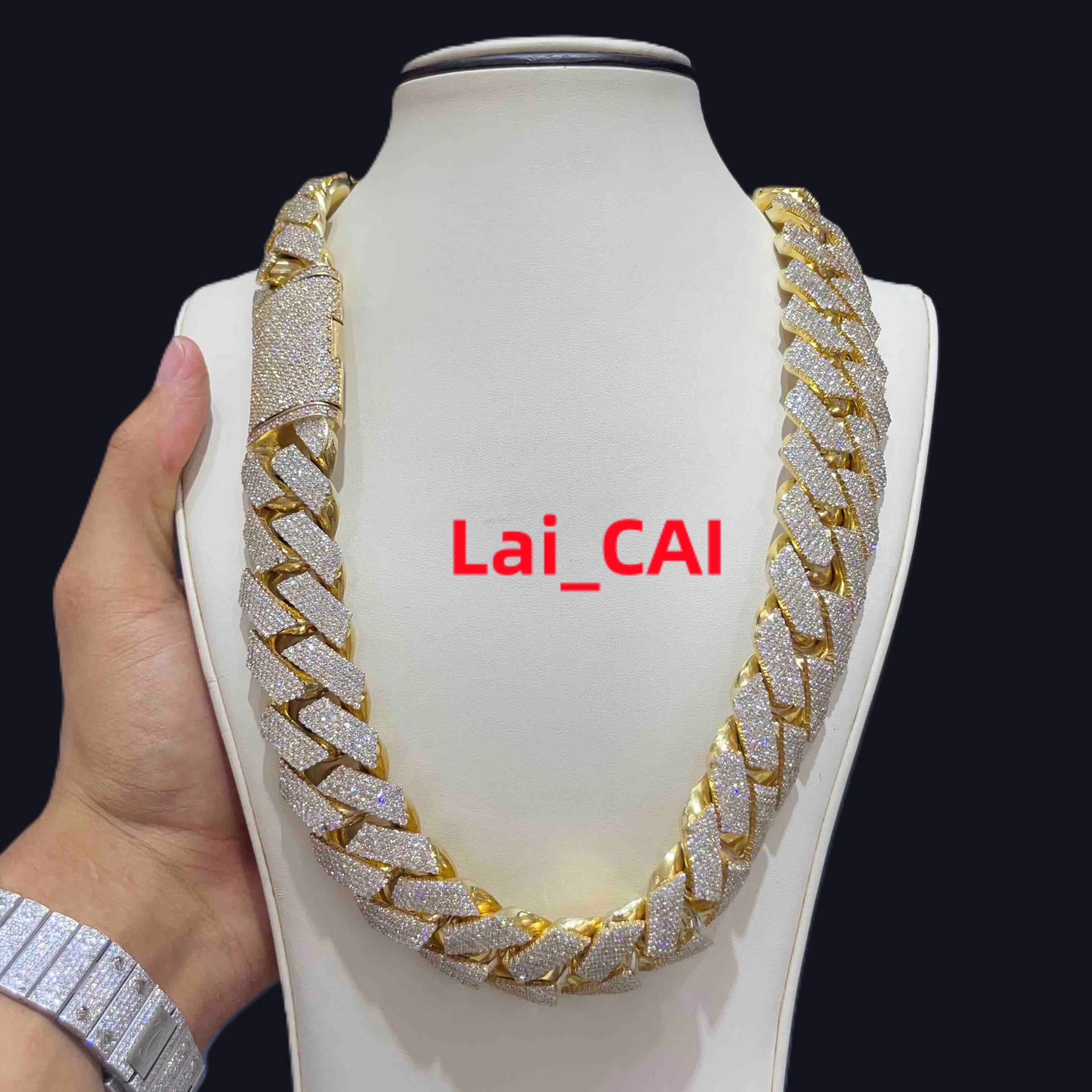 Custom 550 Grams 925 Silver Rope Chain Big Rappers Hip Hop Style Moissanite Stones Yellow Gold LG Diamond Chain For Rappers Man