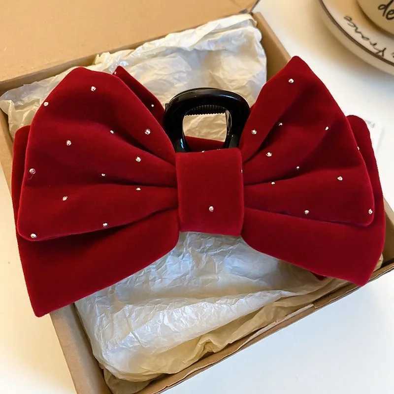 1pc high-end flash diamond bow hair clip for wen new large size shark clip back of the clip hair accory Y251210