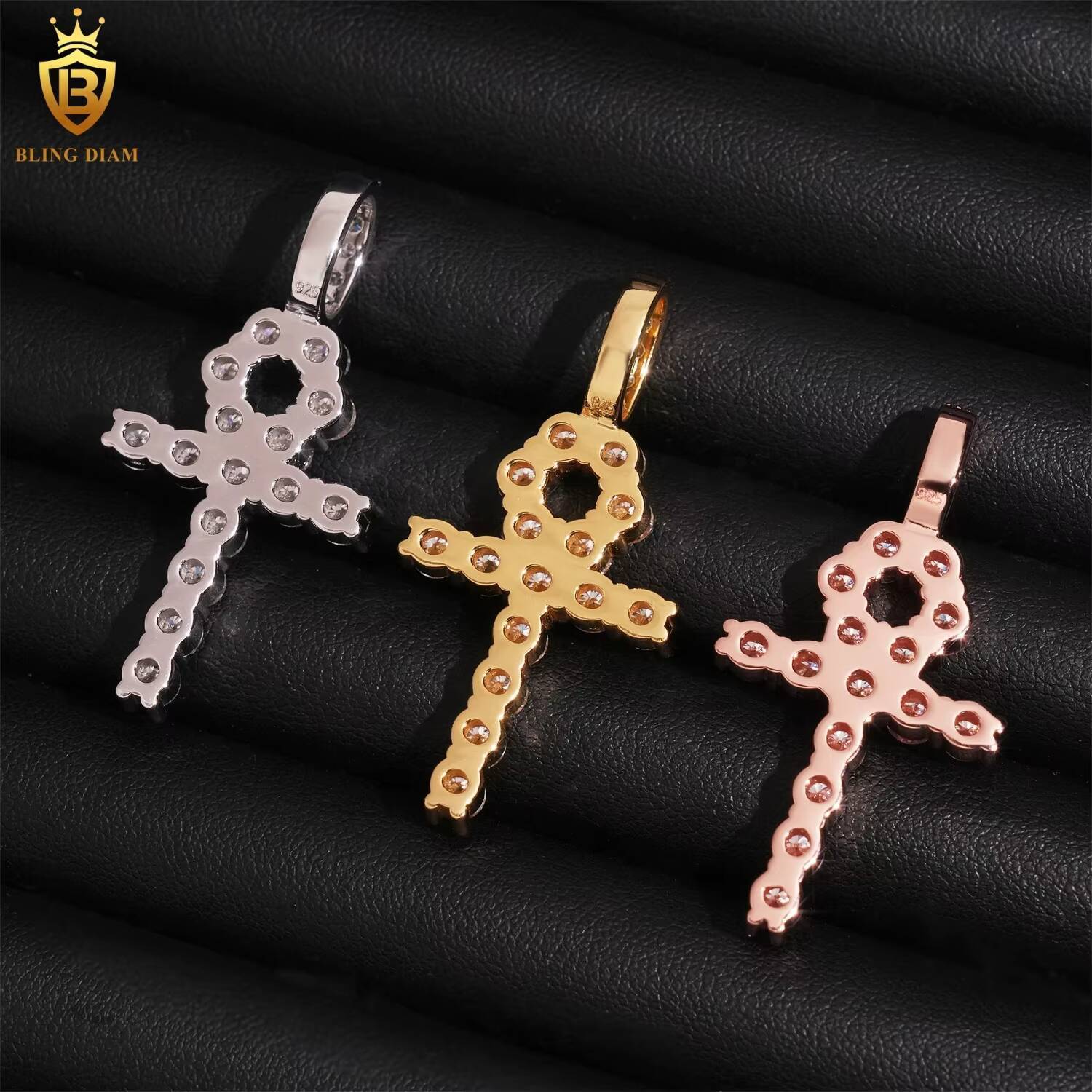 Wholesale Price 925 Sterling Silver Iced Out Custom VVS Moissanite Cross Pendant