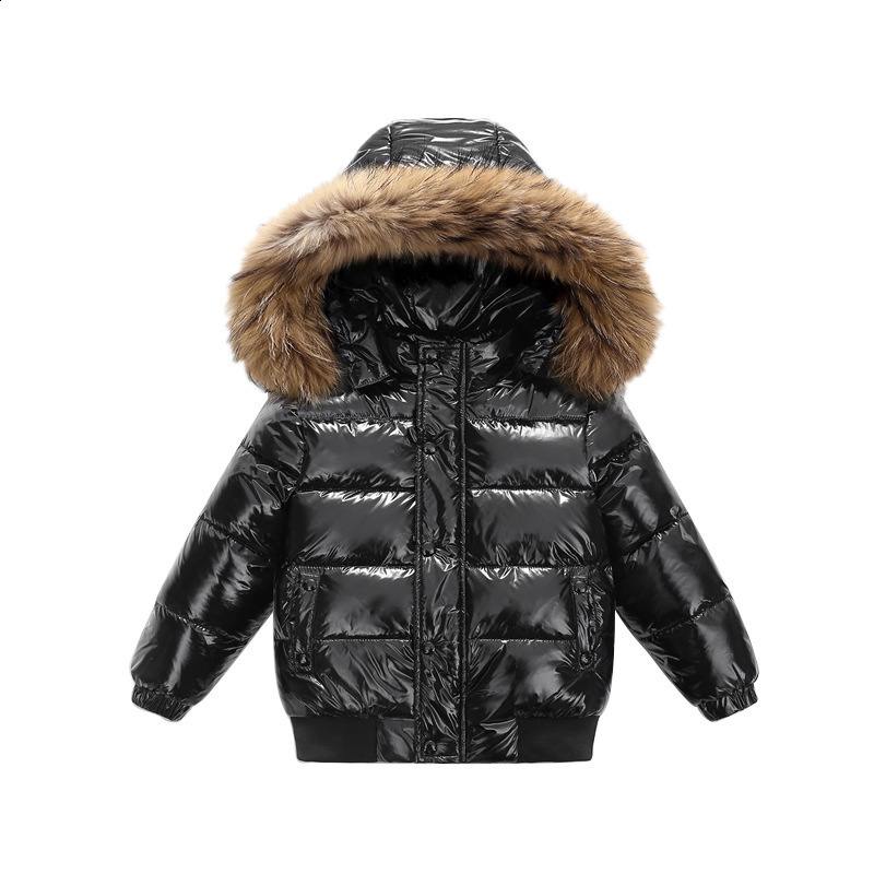 Fashion Winter Down Jacket For Boys Children's Clothing Thicken Outerwear Coats Real Fur Hooded Kids 1-16Y 210916