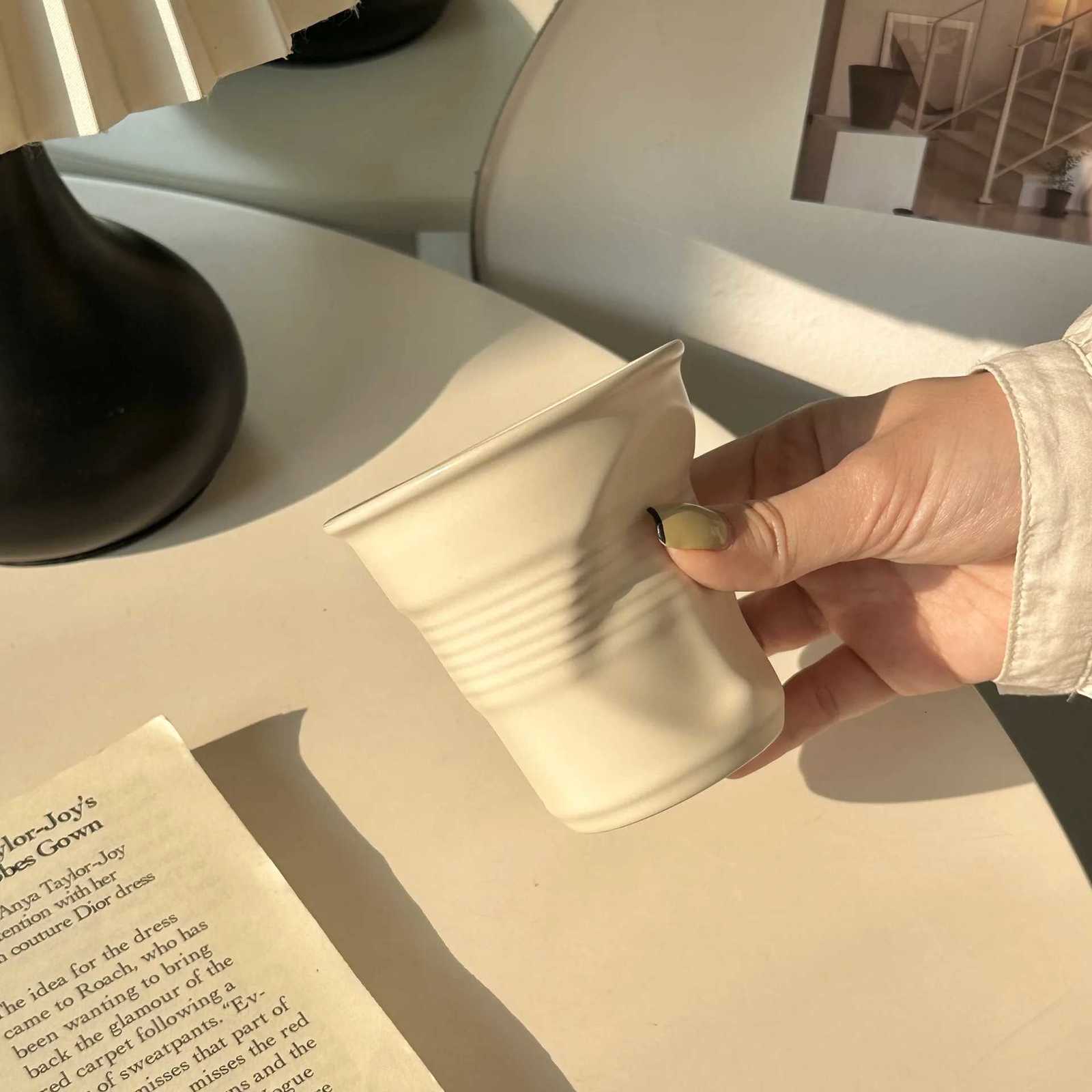 Ceramic Irregular Coffee Cup200/400ml Pure Color Coffee Mug Milk Mug Tea Drinks Water CupHome Office Tumbler Mugs C251210