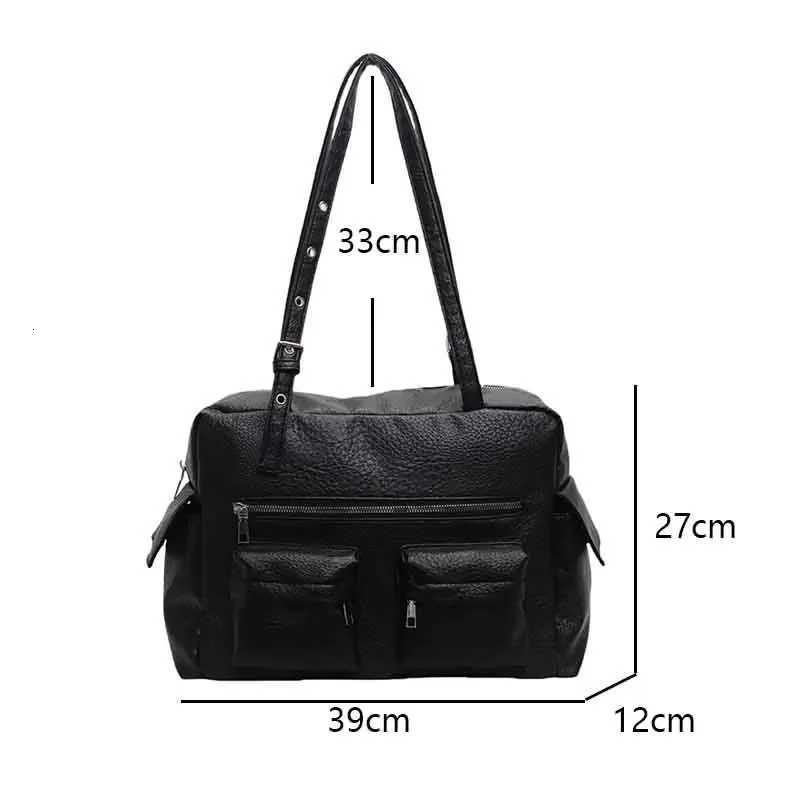 2024 Wen PU Leather Shoder Bag Mti-Pockets Underarm Bag Solid Versatile Cmuting Handbag Adjustable Strap Armpit Tote Bag Y251209