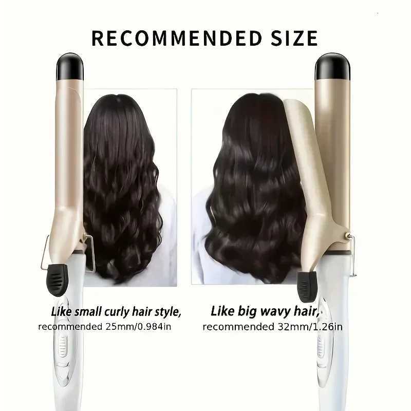 32mm and 25mm double barrel curling iron-bigwaveandsoftcurly hairAmericanplugfashionableblackgolddesignsuitableforlonghairT251210