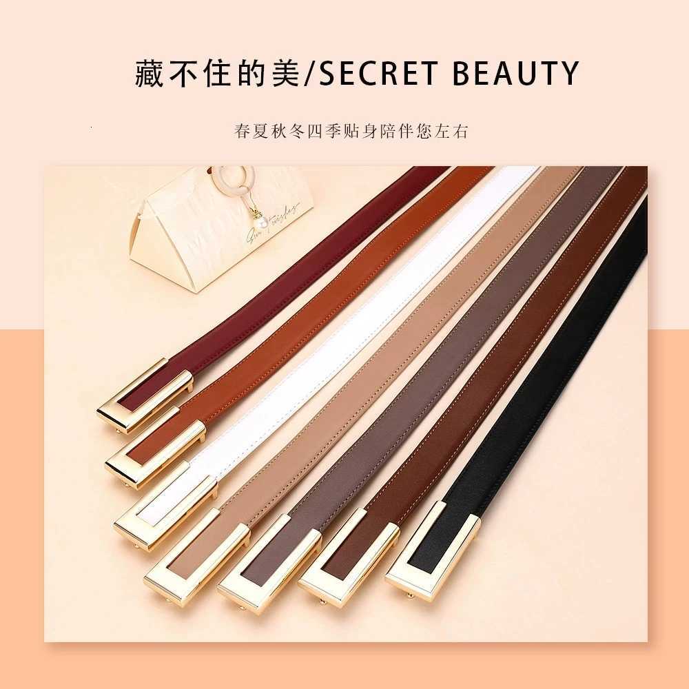 Luxury Genuine leather belt for women cowhide fashion waist belt versatile smooth buckle 2025 dress decoration belt for Y251210