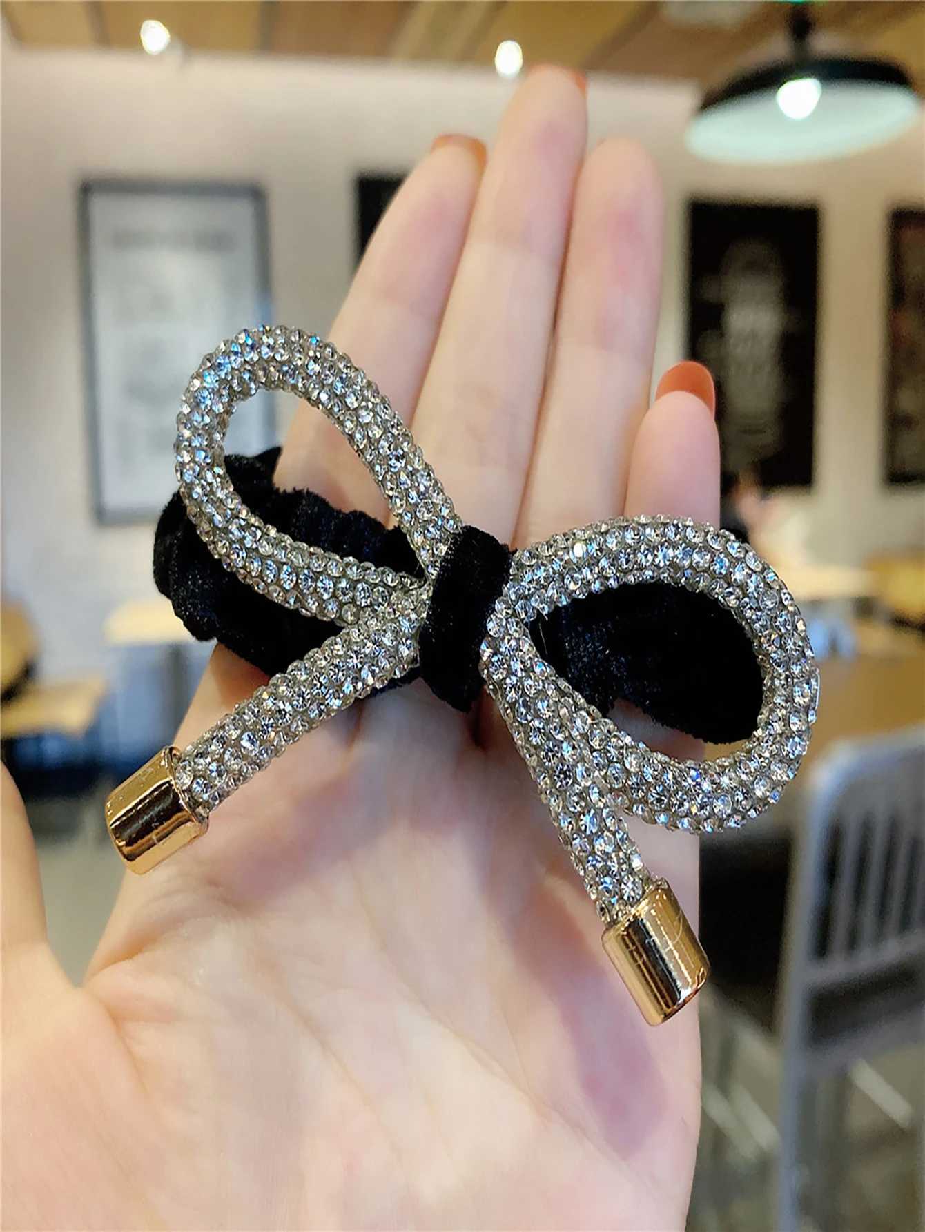 Glitter Big Bow Hair Rope For Wen Bows Elastic Ponytail Soft P Hair Tie Fashion High-end wer Hair Accories Y251210