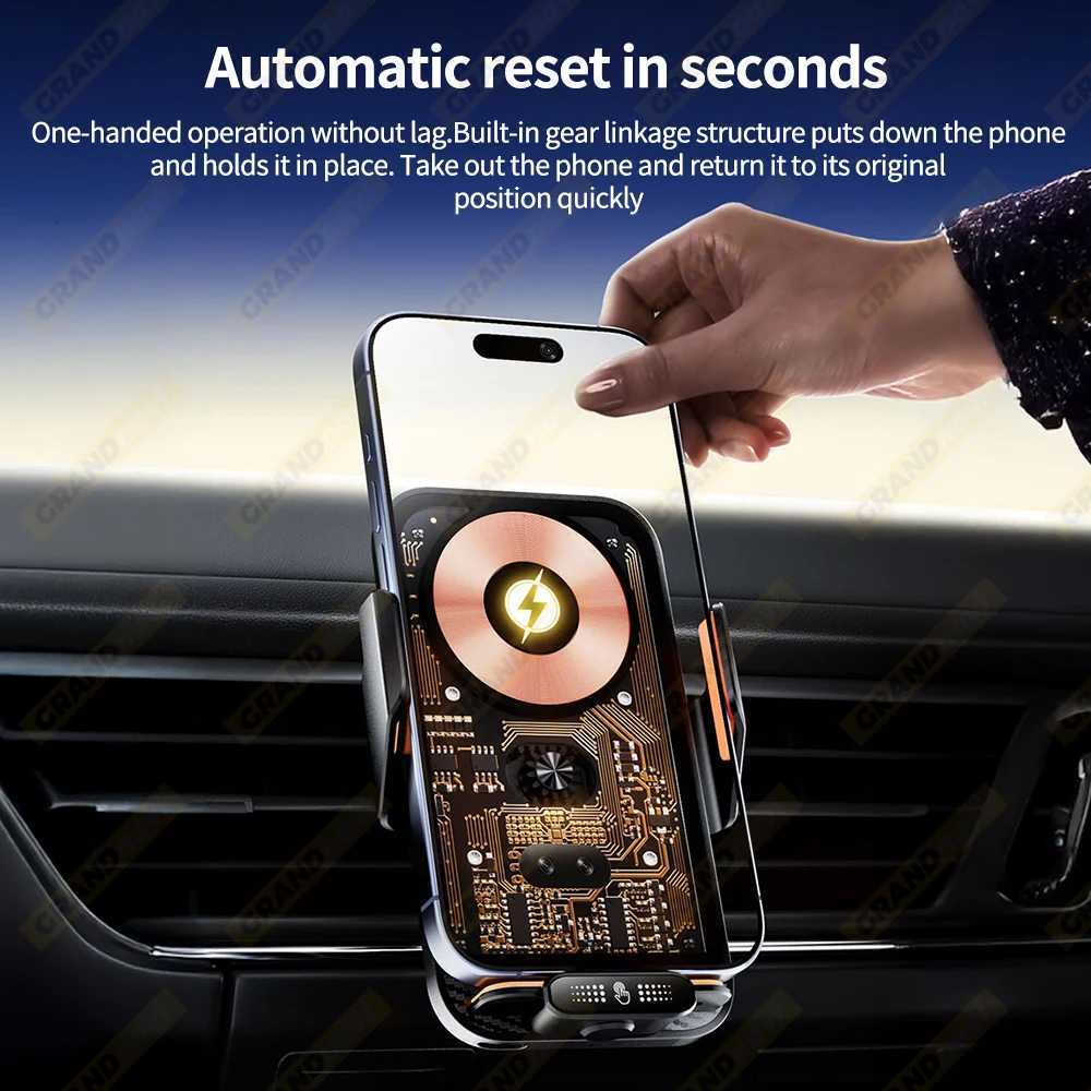 Car Phone Holder 66W Wireless Charger Mobile Phone Holder Intelligent Infrared Air Vent Clip for iPhone Universal C251210