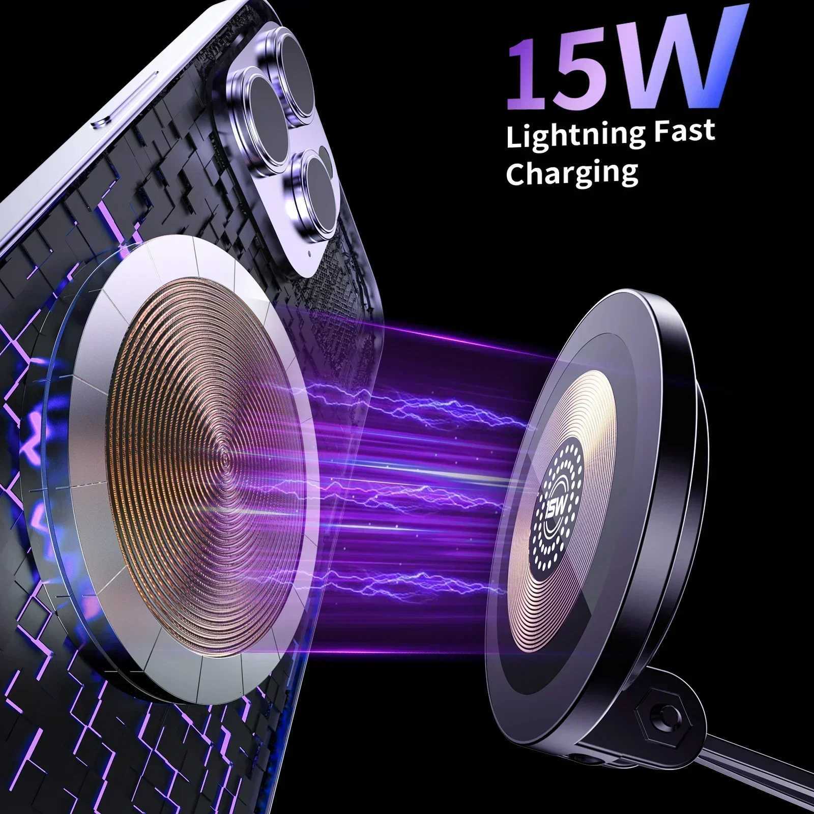 15W Magnetic Car Phone Holder Mobile Phone Car Holder Wireless Fast Charger Car Mounting Bracket 720 Rotating Cell Phone Stand C251210