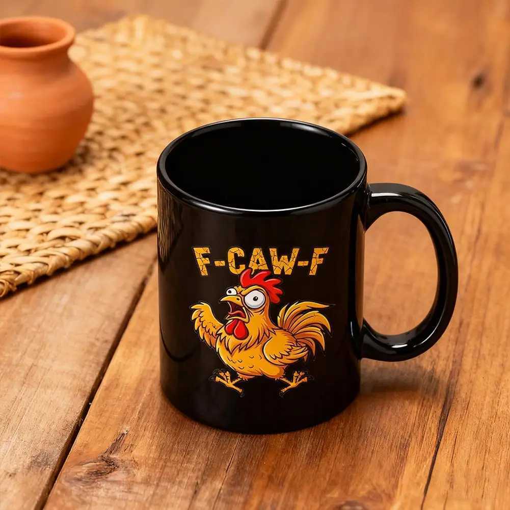Chickens Pun Sarcastic Ceramic Coffee Cup Funny Caw-F Chicken Coffee Mug 11 Oz Crazy Rooster Humor Accent Cup Gift For Friends C251210