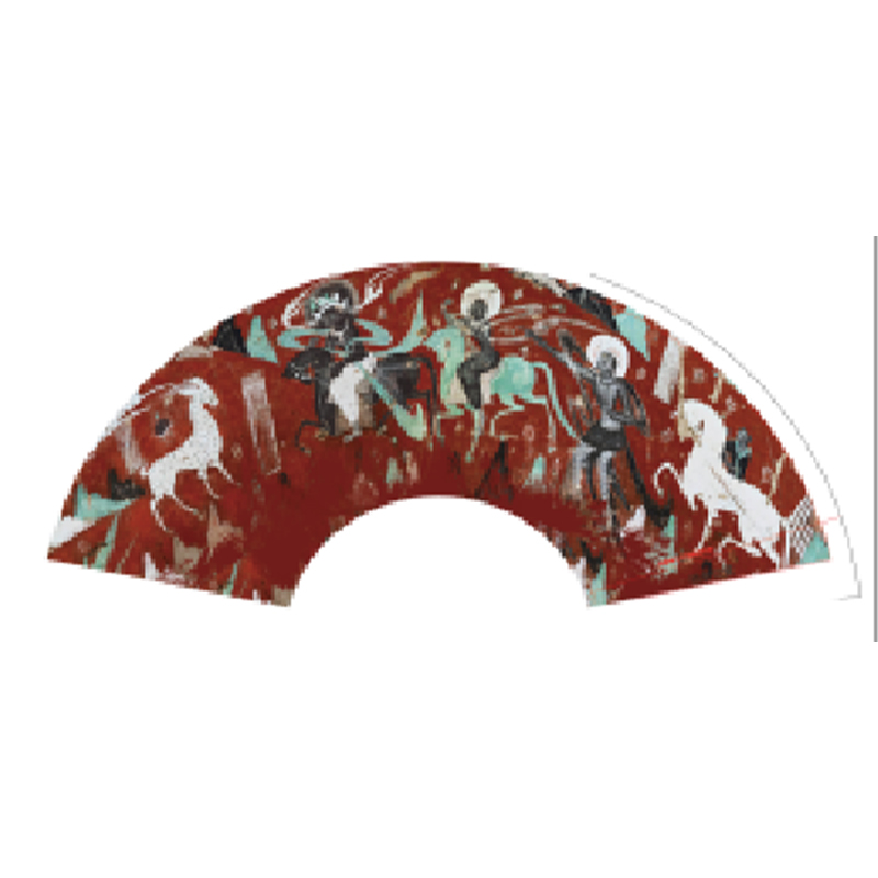 Dunhuang Everything Noble Folding Fan | 7 Inch Chinese Hanfu Fan Gift | Retro Silk Brocade Hand Fan Summer Travel Souvenir