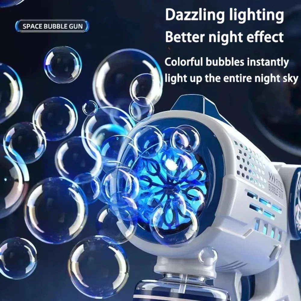 Electric Space Soap Bubble Gun Automatic Bubble Machine Maker Lights Astronaut Outdoor Games Park Toys for Kids Childrens Gift 251204