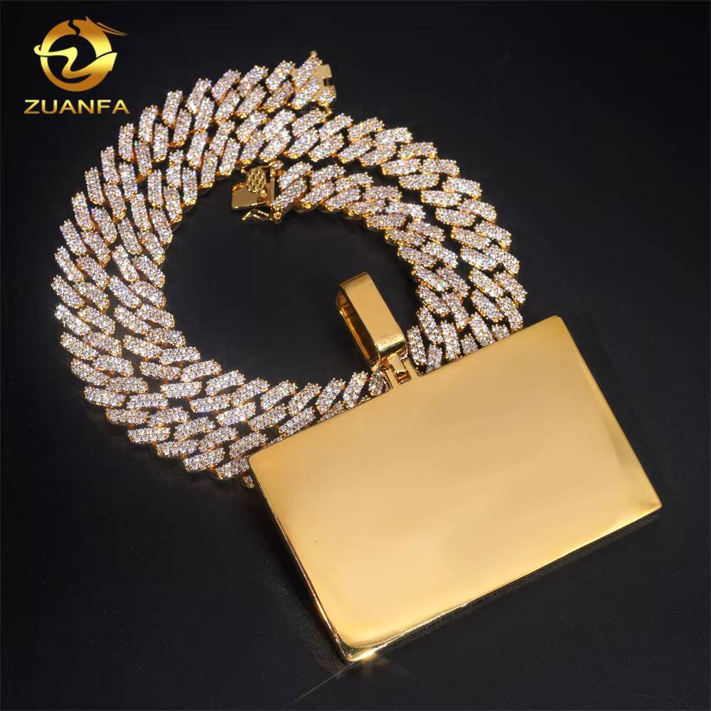 Ready to Ship Hot Sale Credit Card Pendant Sterling Silver Gold Plated GRA Certificate Moissanite Pendant Hip Hop Jewelry
