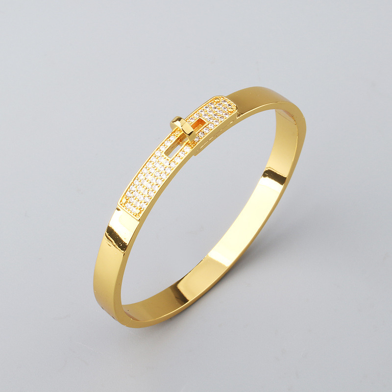 American Style Classic Hot-Selling Bracelet Simple Versatile Micro-Inlaid Zircon Button Bracelet Size 17 Unisex Jewelry