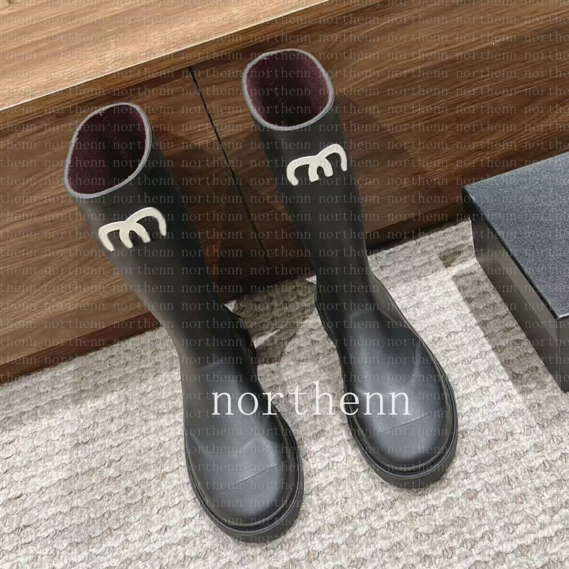 Brand Designer Square Toe Women's Rain Boots Thick Heel Thick Sole Ankle Booist Excellent Quality Winter Women Rubber Boot G220720 Top