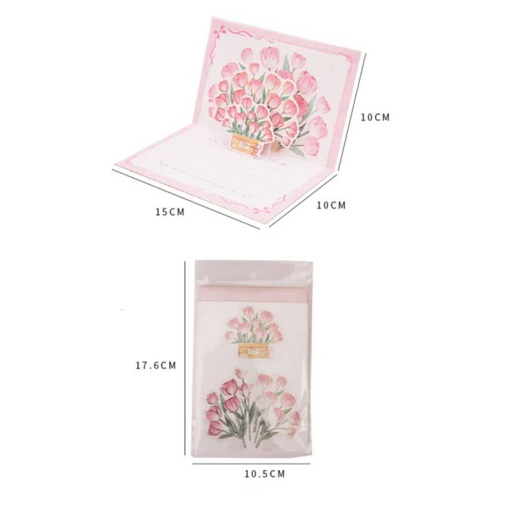 -Up 3d Tips Roses Suowers Bouquet Greeting Card Postcard MotherS Day Blessings Creative Card Gift For Mother H251210