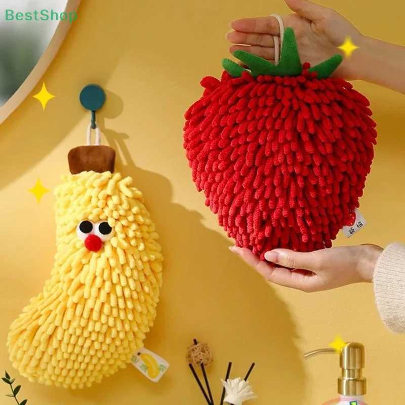Chenille Hand Towel With Creative Banana And Strawberry Design Cute Hanging Hand Towel C251210