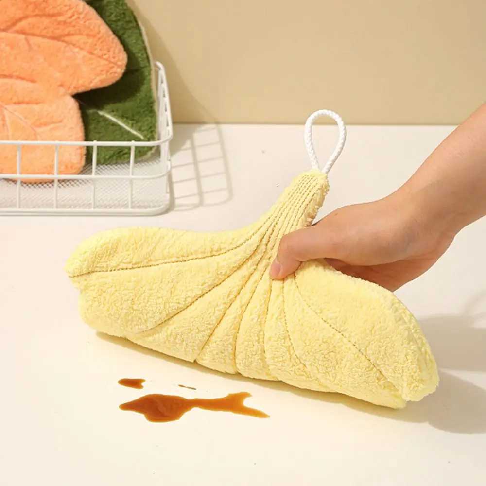 Soft Double-layer Leaf Style Hand Towel Thickened Speed Dry Hanging Hand Cloth Absorbent Handkerchief Rag for Kitchen Bathroom C251210