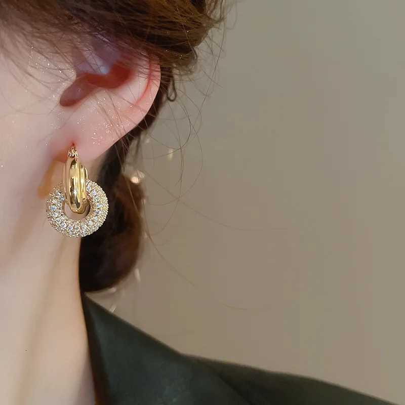 Fashion Shiny Zircon Circle Round Stud Earring for Wen Stainl Steel Gold Color Geetric Hie Ear Buckle Earrings Jewelry Y251210