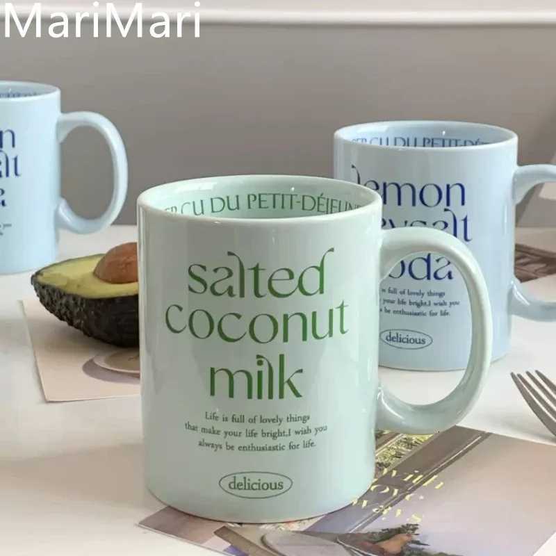 ins letter mug ceramic cup breakfast cup couple water cup pair cup oat cup yogurt cup C251210