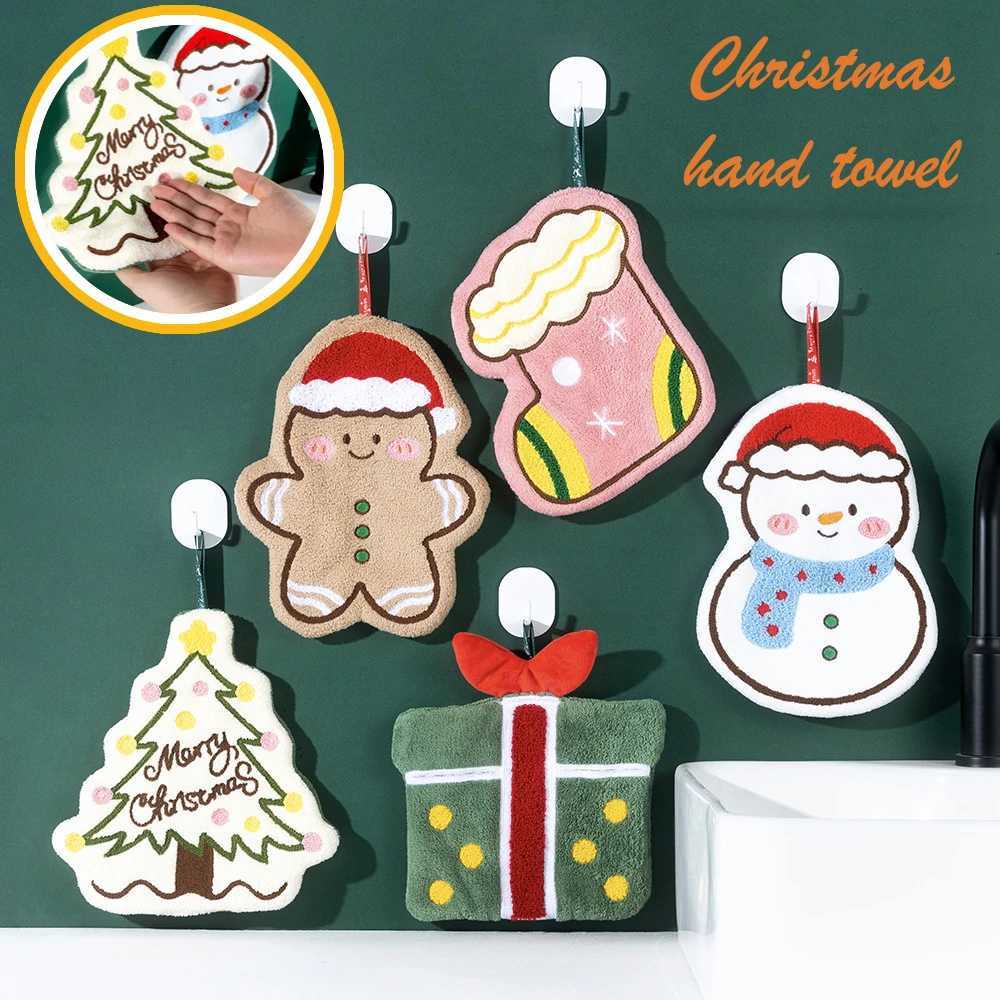 Festive Kitchen Towel Set Christmas Themed Snowman Print Absorbent Quick Dry with Hanging Loop for Holiday Home Decor Gifts C251210