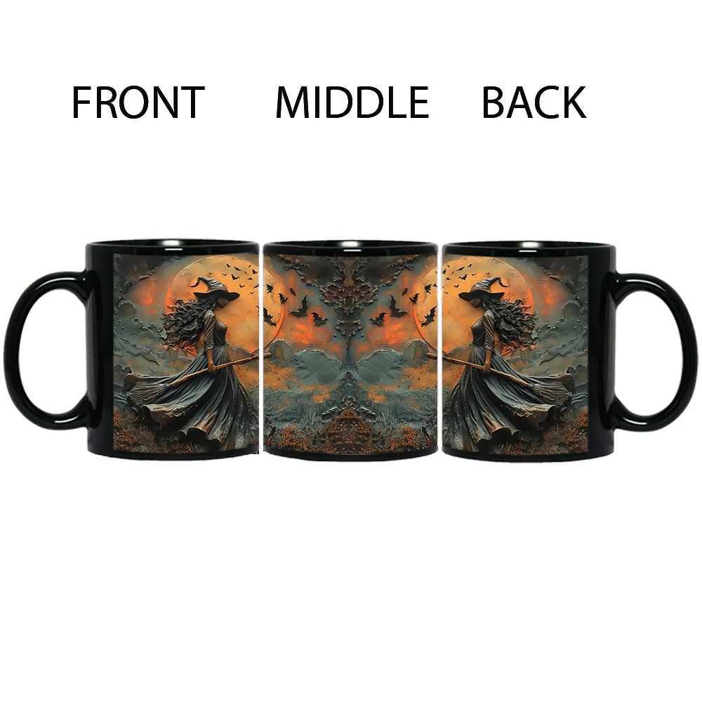 Beautiful Witch Coffee Mug Ceramic Tea Cup Mugs Halloween Witch Full Black Cups Surprised Gifts for Witch Lovers 330ml C251210