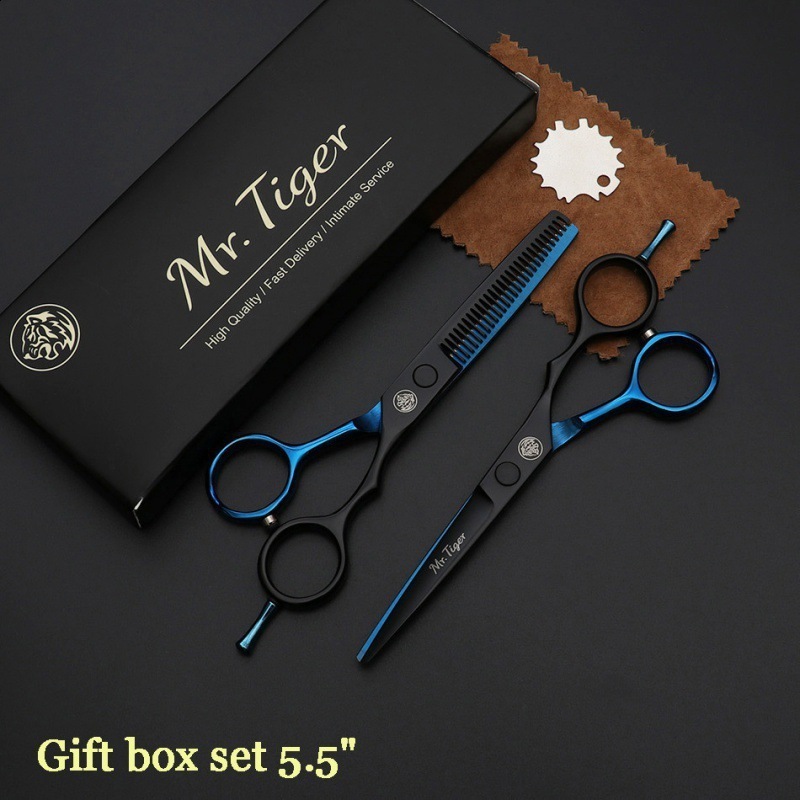 Professional Barber Scissors 55 60 Set Hair Cutting Shear Hairdressing Scissor Salon Tool 231225