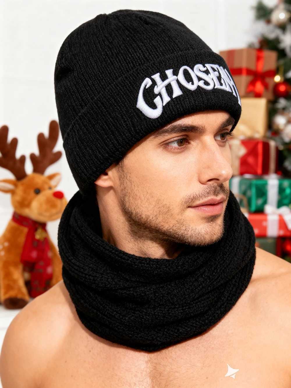Luxury 1pcCHOSEN Embroidered Beanie Soft Stretchy Lightweight Winter Hat for Men Women Outdoor Hip Hop Fashion Y251209