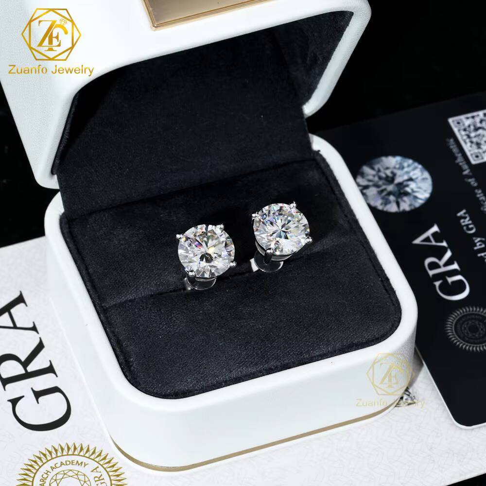 Wholesale Luxury Unisex 4-Prong 10K 14K 18K Solid Gold Brilliant Cut 5mm 65mm 8mm Moissanite Stud Earrings GRA Certified