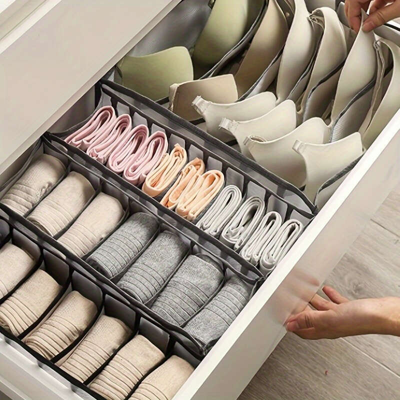 3pcs/ set Underwear Fabric Basket, Socks Storage Drawer Box For Panties, Bras, Ties, Clothes, Household Space Saving Organizer Of Wardrobe, Closet, Bedroom,