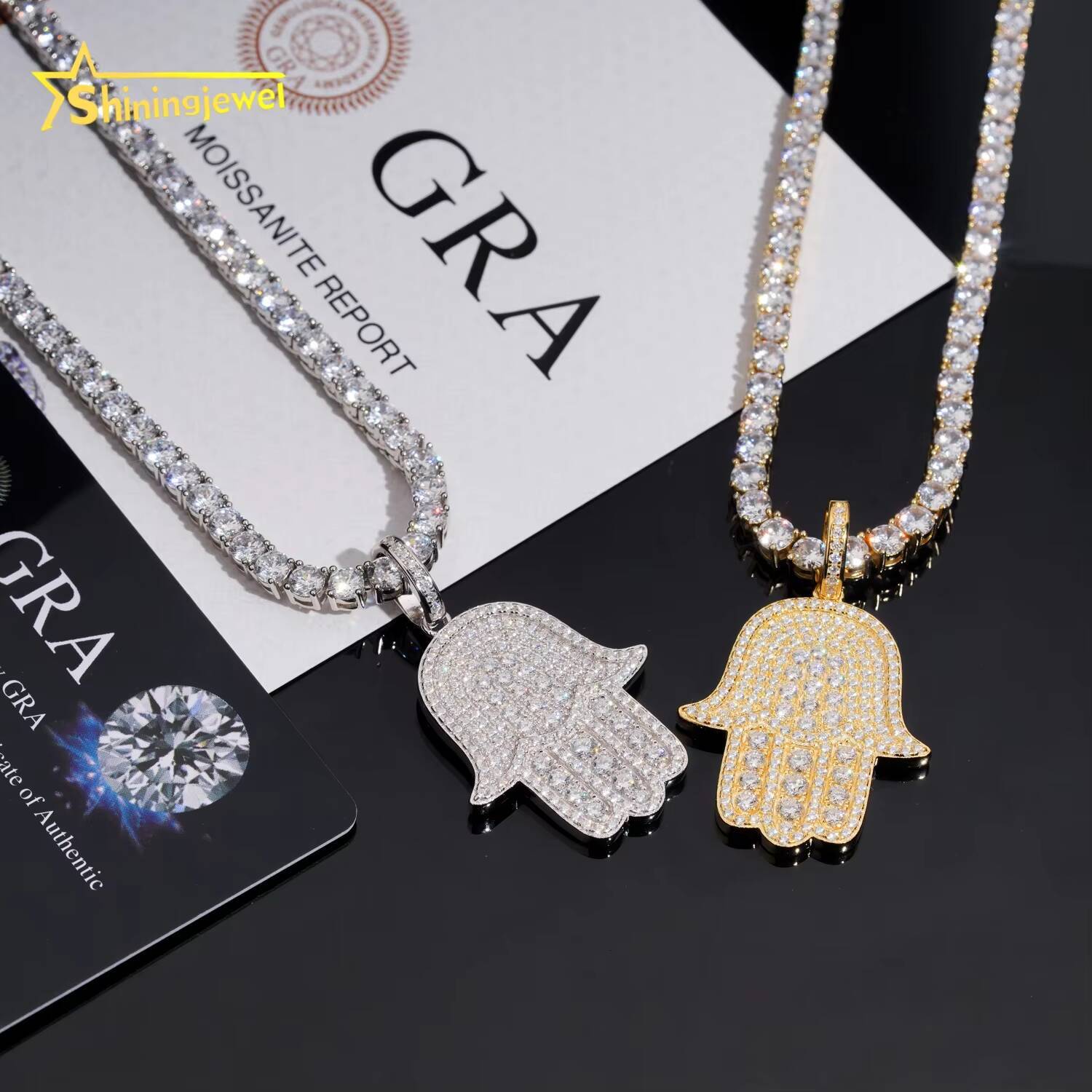Ready to Ship Sterling Sliver 925 Gold Plated Pass Diamonds Test Moissanite Hip Hop Iced Out Pendant
