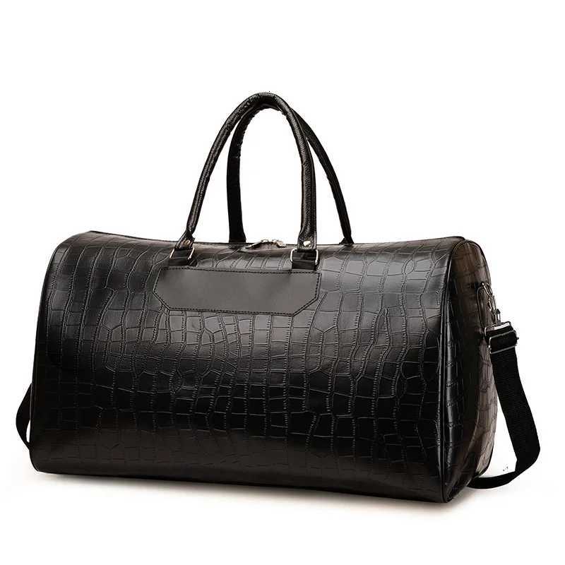 Travel Tote Handbag Casual PU Leather Bag Pyth Pattern M Gym Fitness Lage Duffle Shoder Sports Business Bag For Men Y251209