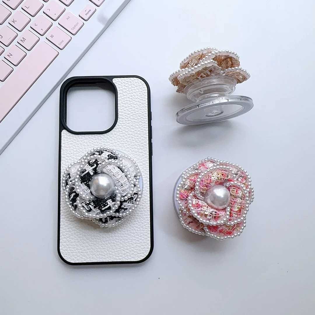 Luxury fashion fem 3D Pearl flower Magnetic Stand Foldable Phone Holder for Adjustable Grip Invisible Folding bracket C251210