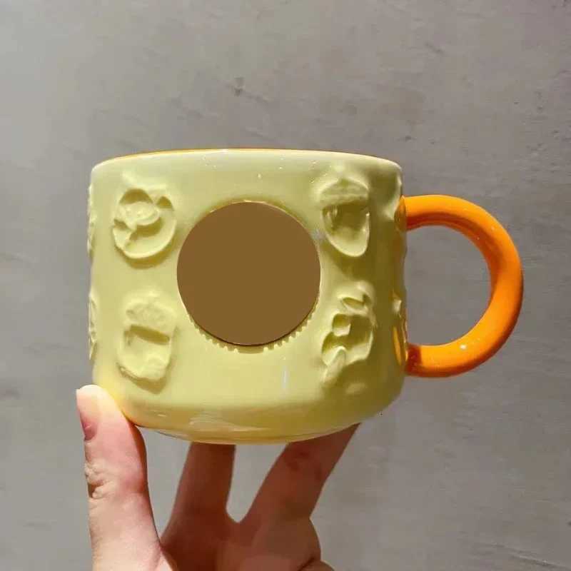 New autumn cute maple leaf forest autumn rabbit cute fox squirrel acorn ceramic mug cup set coffee mug with lid fall mug C251210