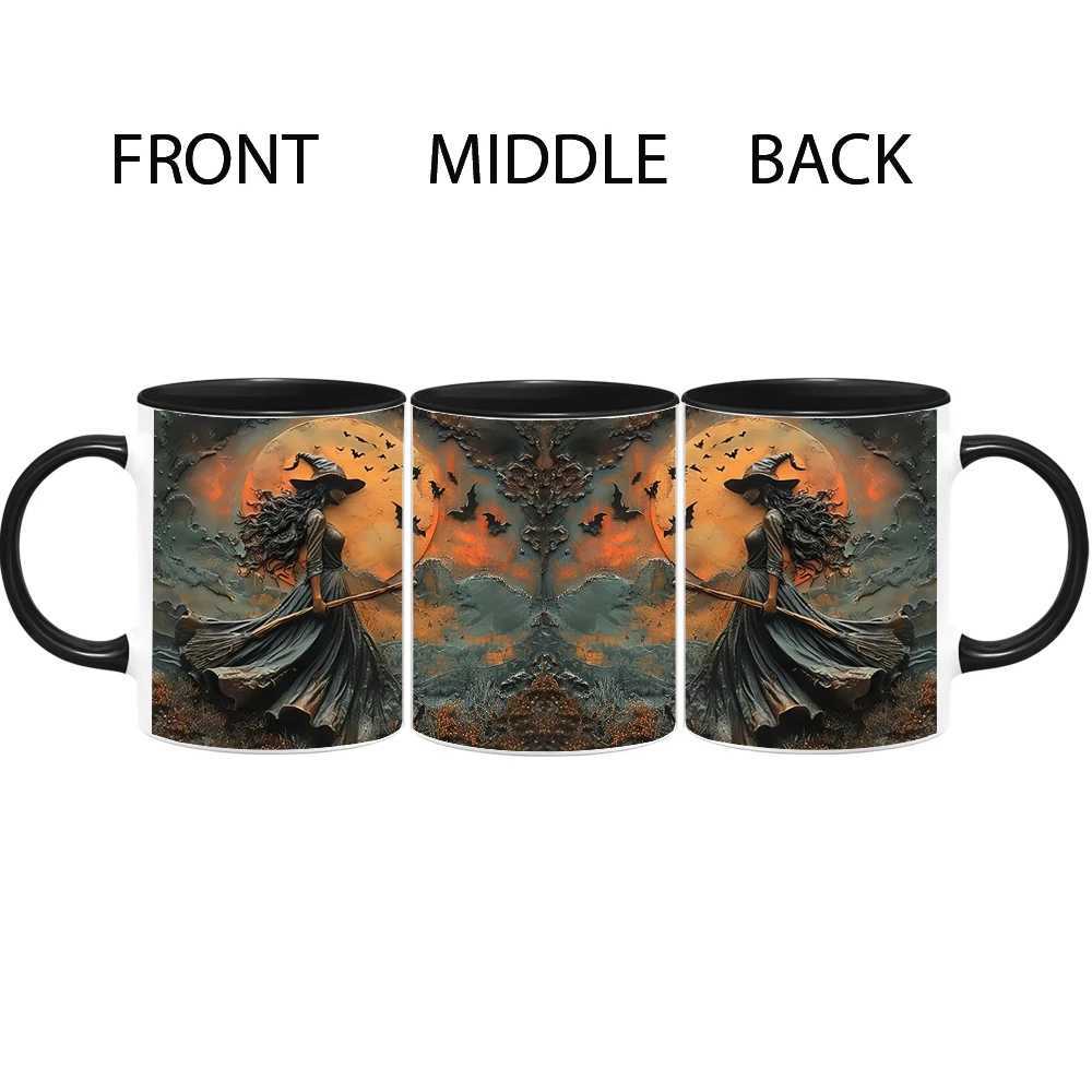 Beautiful Witch Coffee Mug Ceramic Tea Cup Mugs Halloween Witch Full Black Cups Surprised Gifts for Witch Lovers 330ml C251210