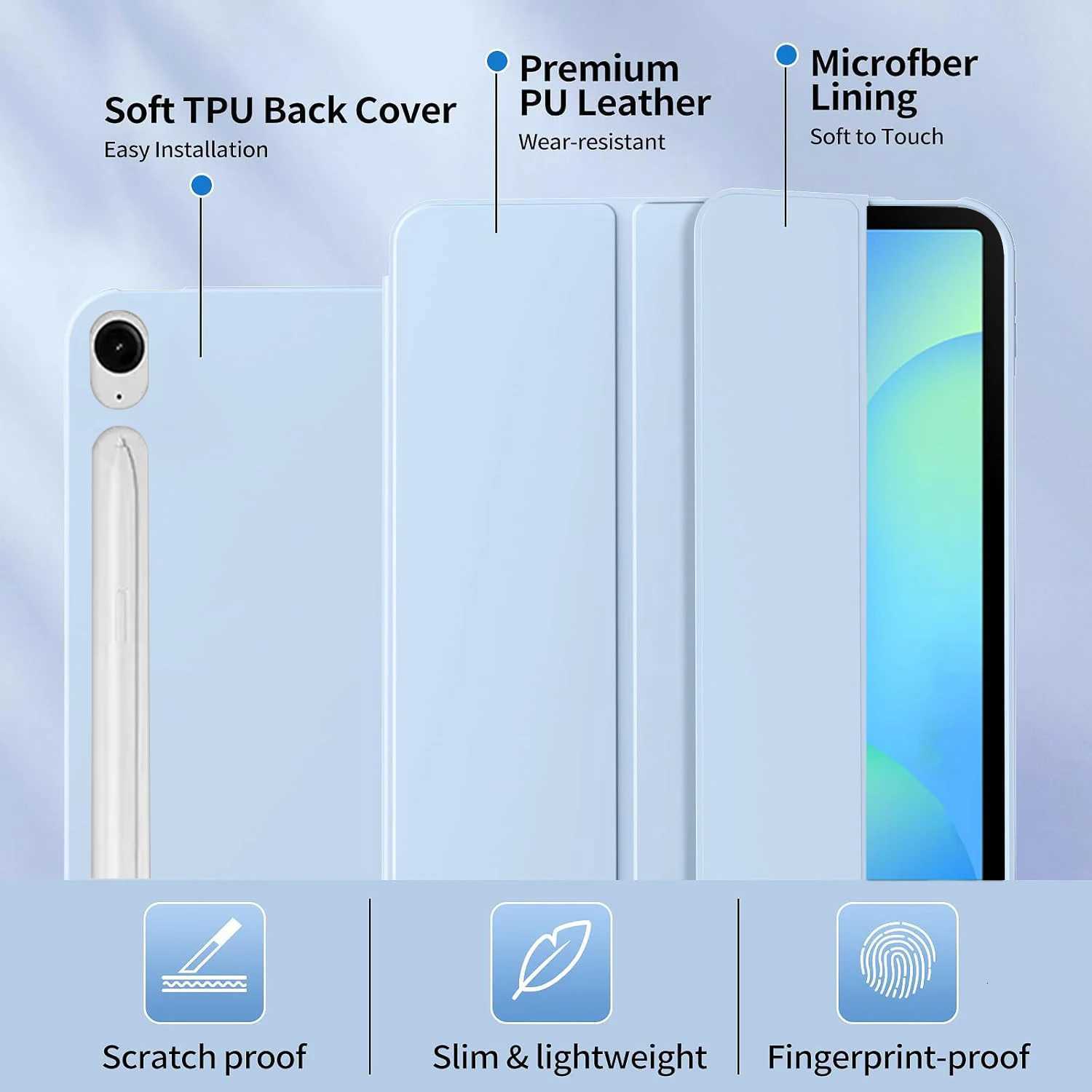 For Galaxy Tab S10 Lite 2025 109 SM-X400 SM-X406/X406F Tri-fold Flip Case Magnetic Stand PU Leather Protective Cover H251210