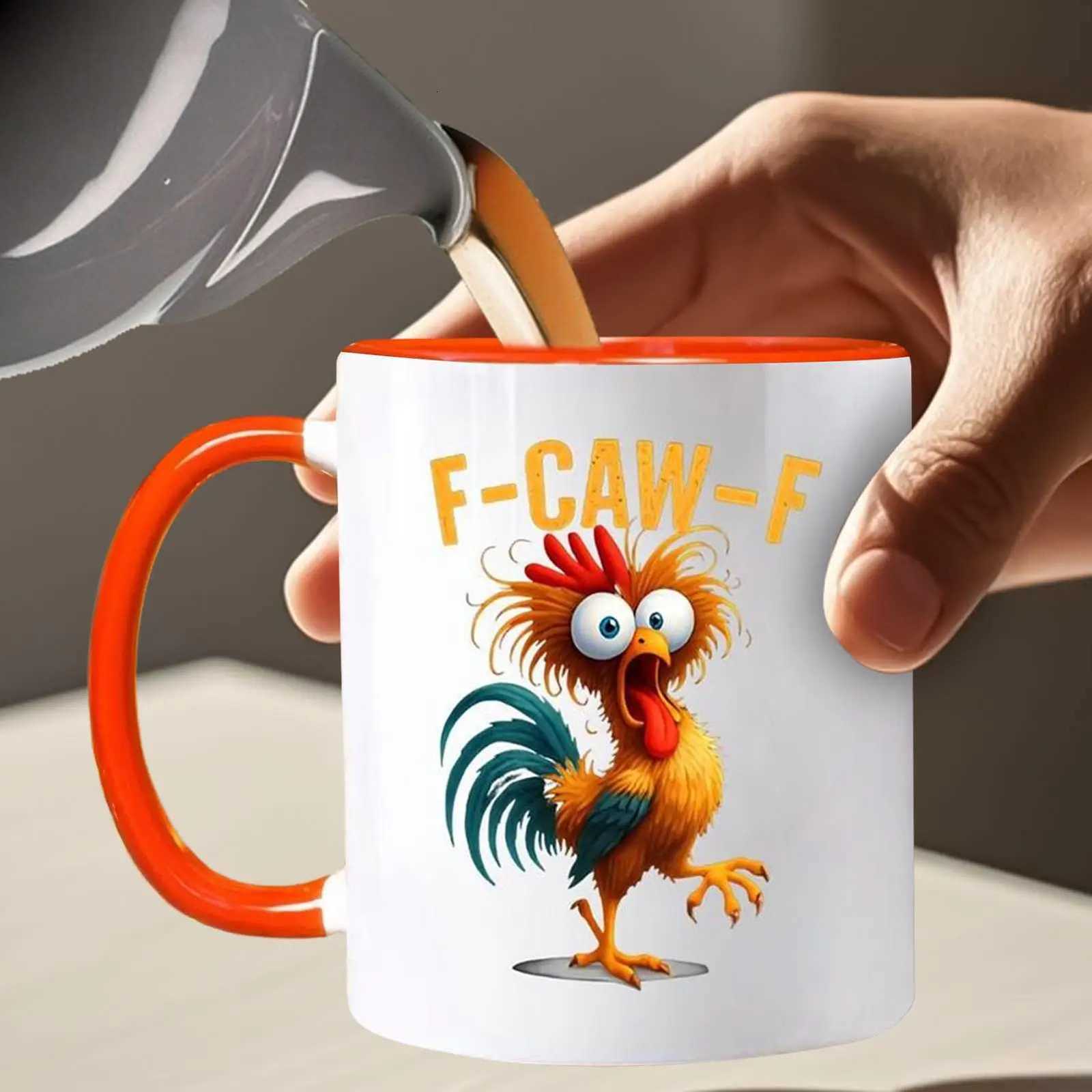 Coffee Mug Ceramic Funny F-Caw-F Chicken FCAWF Coffee Cup Mugs Farmhouse Themed Mug Animal Tea Cup Christmas Gift For Friends C251210